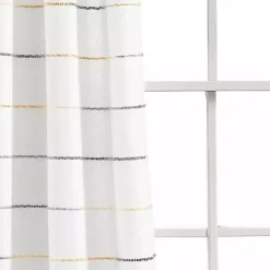 Kirklands Home Curtains & Drapes|Yellow and Gray Stripe Curtain Panel Set, 95 in.
