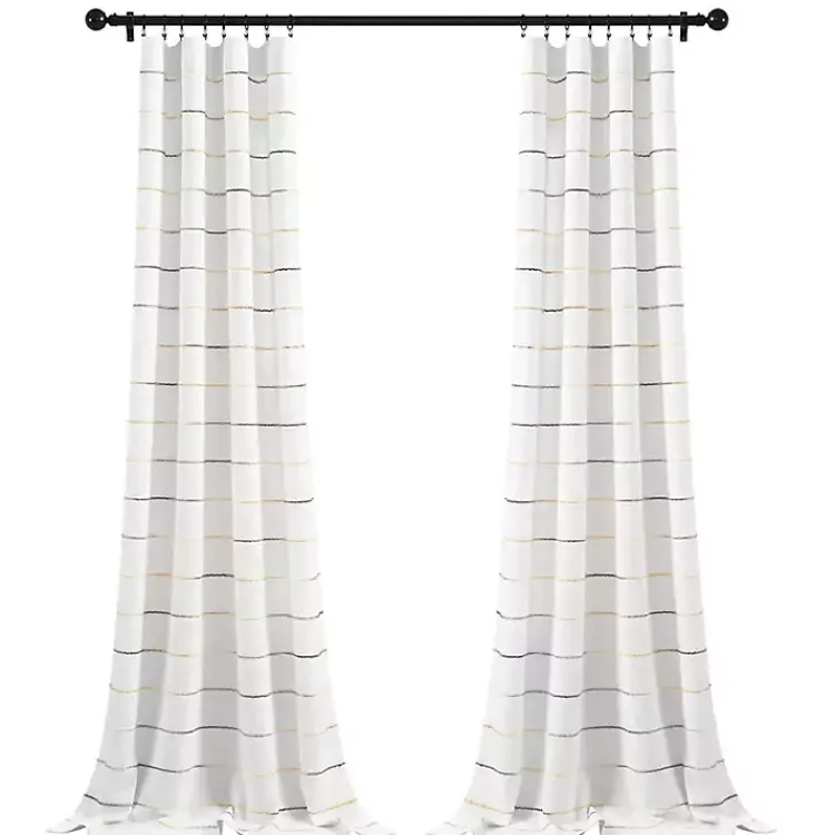 Kirklands Home Curtains & Drapes|Yellow and Gray Stripe Curtain Panel Set, 95 in.