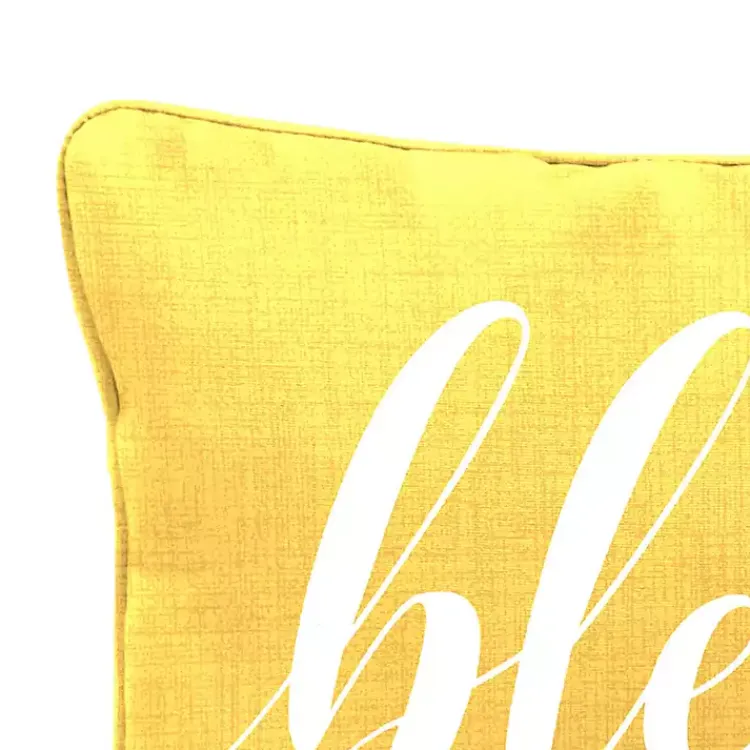 Kirklands Home Outdoor Cushions & Pillows|Yellow Blessed Outdoor Lumbar Pillow