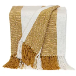 Best Yellow Chalet Striped Fringe Throw Blankets & Throws