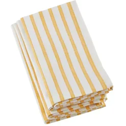 Kirklands Home Table Linens|Yellow Cheerful Striped Cotton Napkins, Set of 4