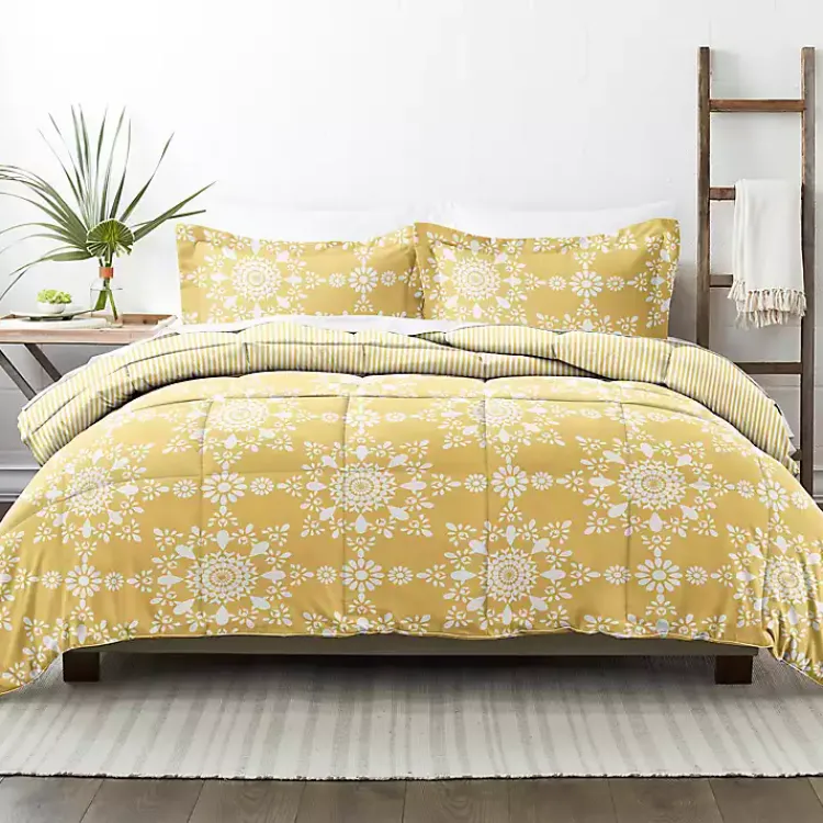Kirklands Home Comforters|Daisy Medallion Twin 3-pc. Comforter Set Yellow