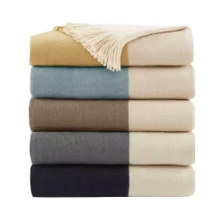 Hot Faux Cashmere Color Block Throw Blanket Blankets & Throws
