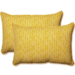 Kirklands Home Outdoor Cushions & Pillows|Herringbone Outdoor Long Pillows, Set of 2 Yellow