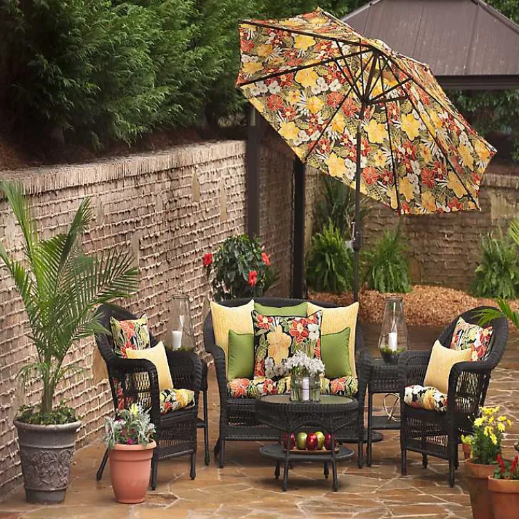 Kirklands Home Outdoor Cushions & Pillows|Herringbone Outdoor Lumbar Pillow Set Yellow