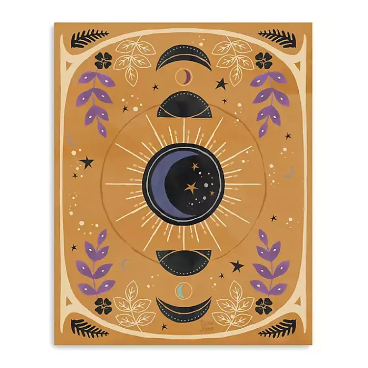Clearance Yellow Moon Phases Canvas Art Print Halloween