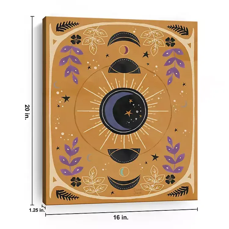 Clearance Yellow Moon Phases Canvas Art Print Halloween