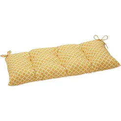 Kirklands Home Outdoor Cushions & Pillows|Pattern Tufted Outdoor Settee Cushion Yellow