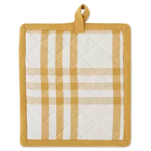 Kirklands Home Kitchen Accessories|Yellow Plaid Eat Drink Enjoy 4-pc. Dish Towel Set