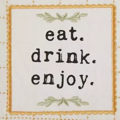 Kirklands Home Kitchen Accessories|Yellow Plaid Eat Drink Enjoy 4-pc. Dish Towel Set