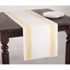 Kirklands Home Table Linens|Yellow Striped Border Table Runner