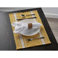 Kirklands Home Table Linens|Striped Fringe Placemats, Set of 4 Yellow