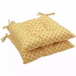 Kirklands Home Outdoor Cushions & Pillows|Tufted Tie Outdoor Seat Cushions, Set of 2 Yellow