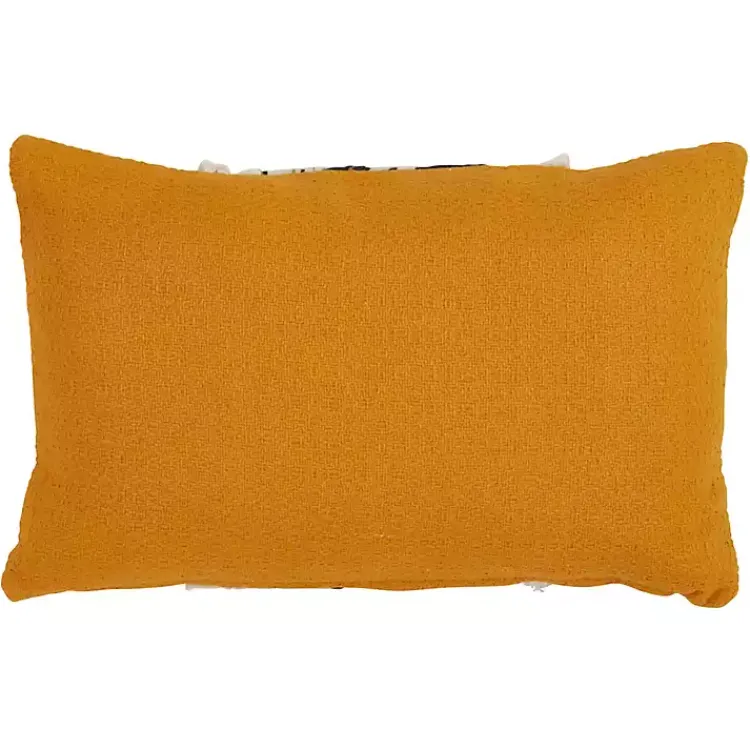 Yellow Wave Stitched Fringe Lumbar Pillow Pillows