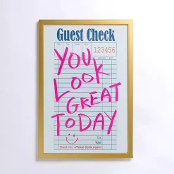 Kirklands Home Wall Quotes & Signs|You Look Great Guest Check Framed Art Print