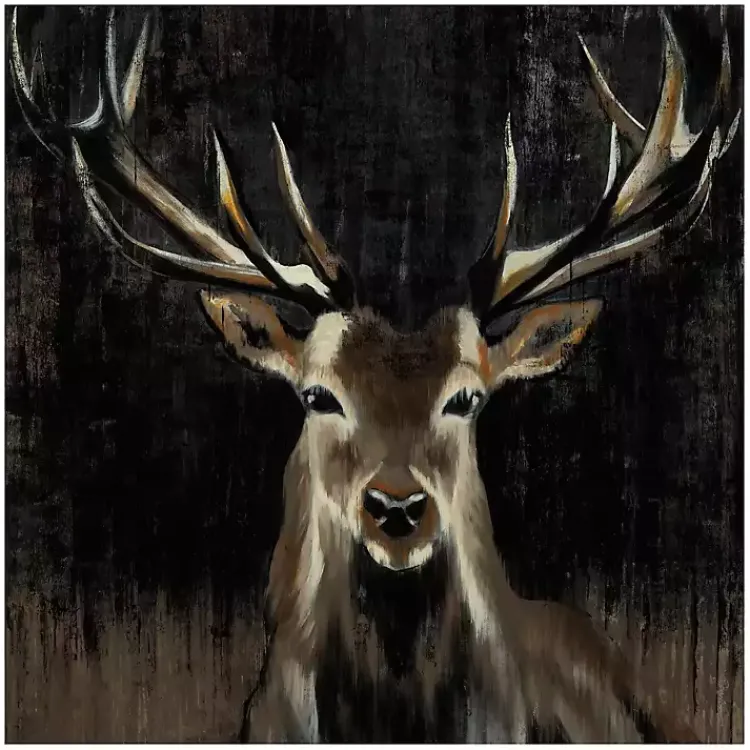 Kirklands Home Canvas Art|Young Buck Giclee Canvas Art Print, 30x30 in. Black