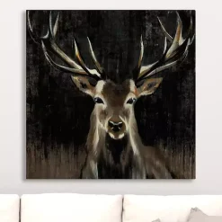 Kirklands Home Canvas Art|Young Buck Giclee Canvas Art Print, 30x30 in. Black